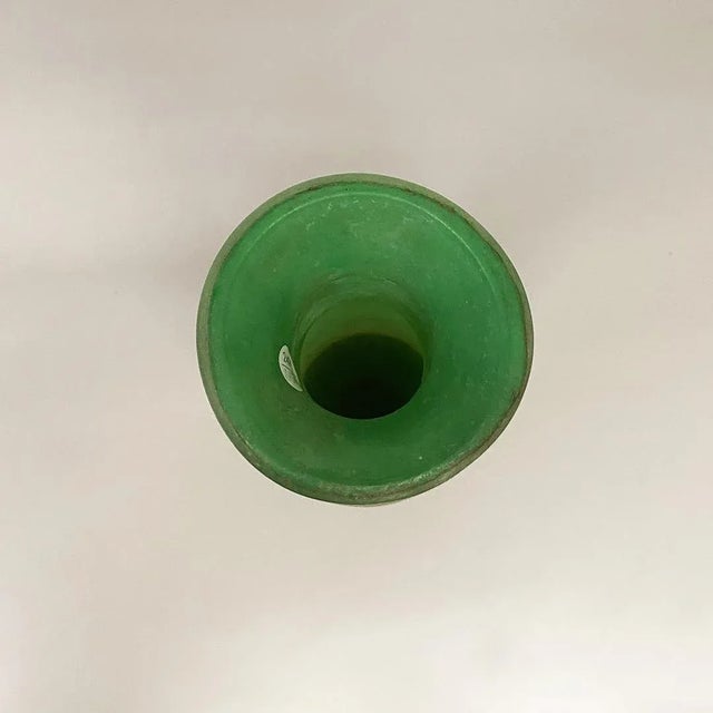 Mid-Century Modern Italian Green Scavo Glass Vase with Matte Finish, 1960s For Sale - Image 3 of 6