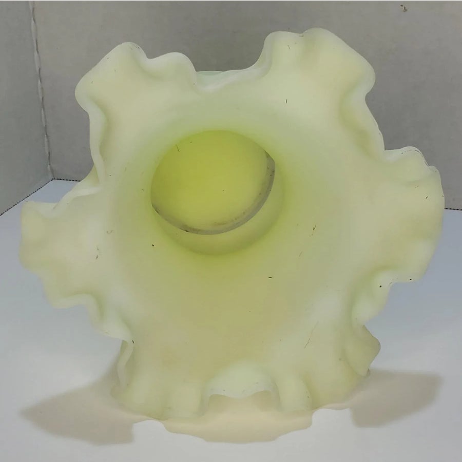 Fenton 1993 手描き冬の風景皿 プレスガラス 小皿 デザート皿 レース皿 和ガラス 星 スター