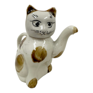 Early 20th Century Chinese Porcelain Cat Teapot With Marks on the Bottom