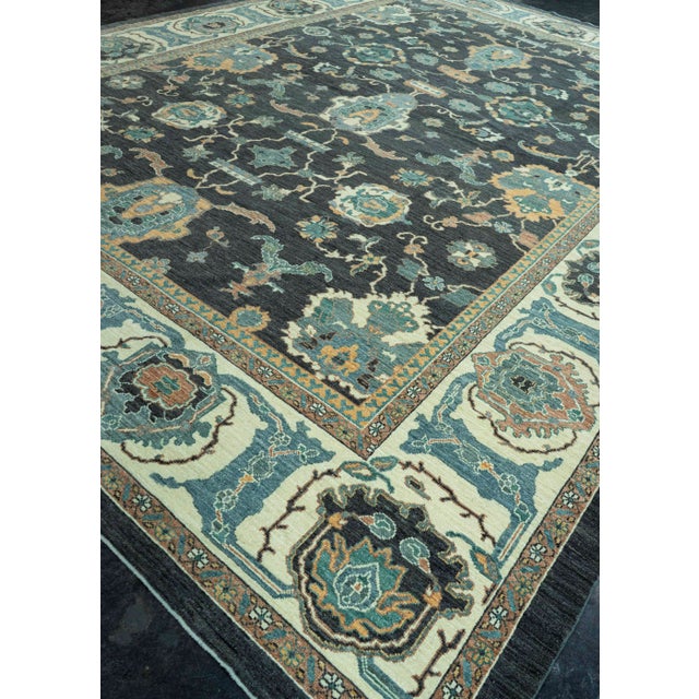 Turkish Turkish Oushak Antique Look Rug 12'9" x 17'8" #20063 For Sale - Image 3 of 8