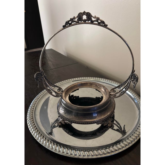 Antique Victorian Bridal Basket W/Hand Blown Glass Bowl. For Sale - Image 9 of 11
