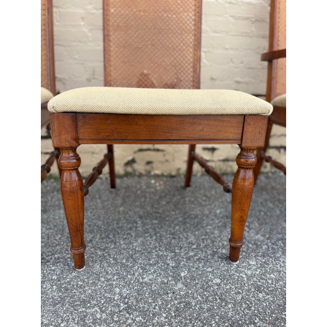 Chestnut Set of 5 Vintage 1975 Bernhardt Cane Back Dining Chairs - 1 Captain, 4 Side For Sale - Image 8 of 11