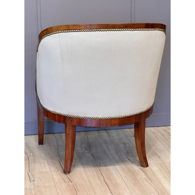 Early 19th Century German Biedermeier Fruitwood Upholstered Tub Chair For Sale - Image 10 of 10