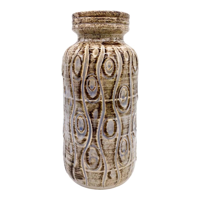 Mid-Century Modern West Germany Brown and Tan Vase For Sale