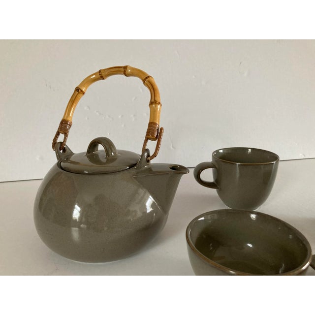 Forelife Tea Set Ceramic Deep Moss Green For Sale In New York - Image 6 of 7