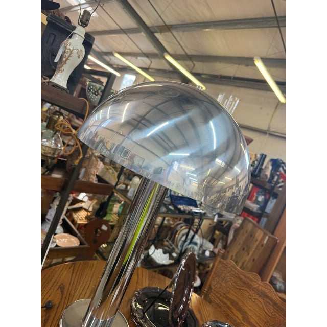 1950s Vintage Mid-Century Modern Robert Sonneman for Laurel Chrome & Aluminum Mushroom Lamp For Sale - Image 5 of 9