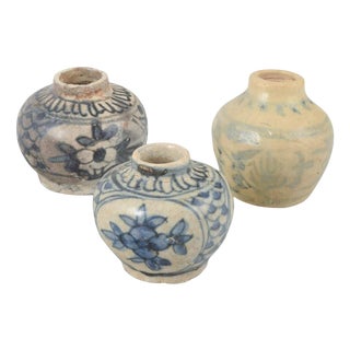 Small Korean Ceramic Vases with Patterns, 20th Century, Set of 3 For Sale
