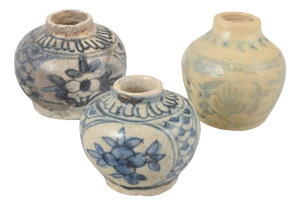 Small Korean Ceramic Vases with Patterns, 20th Century, Set of 3