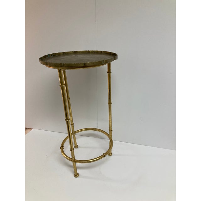 Metal Boho Chic Gilt Gold Faux Bamboo Cocktail Table For Sale - Image 7 of 9