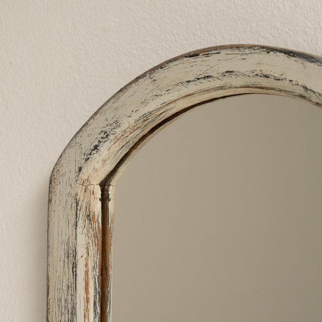 French Early 20th Century France Antique White Wood Mirror For Sale - Image 3 of 8