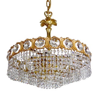 Brass and Lead Crystal Chandelier from Schröder & Co., 1970s For Sale