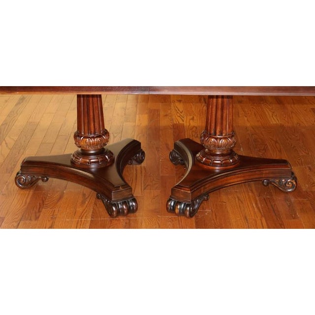 Hickory Chair Flame Mahogany Regency Style Two Pedestal Conference Dining Table For Sale In New York - Image 6 of 17
