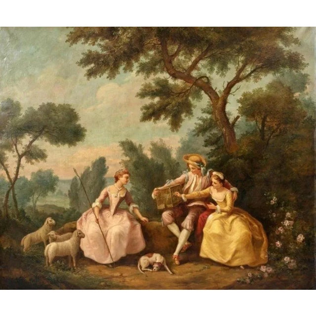 19th century Italian School. "Bird Seller". Oil on canvas, according to an impression by Datero, Veneto of the 3rd met. of...