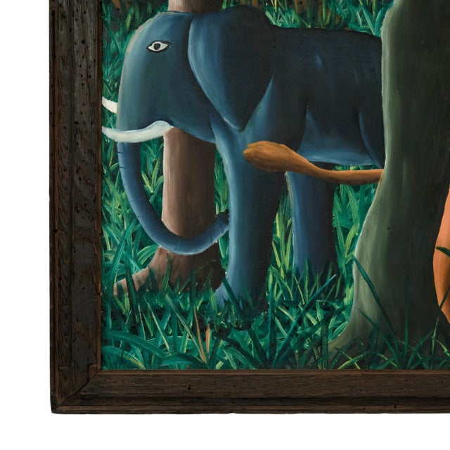 Mid Century Haitian Paintings of Jungle Scenes by Felix Bryoché - Set of 2 For Sale - Image 12 of 15