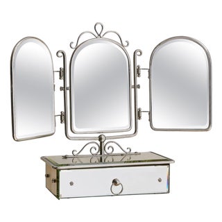 French Art Deco Vanity Mirror with Drawer, 1930s For Sale
