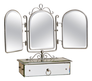 French Art Deco Vanity Mirror with Drawer, 1930s