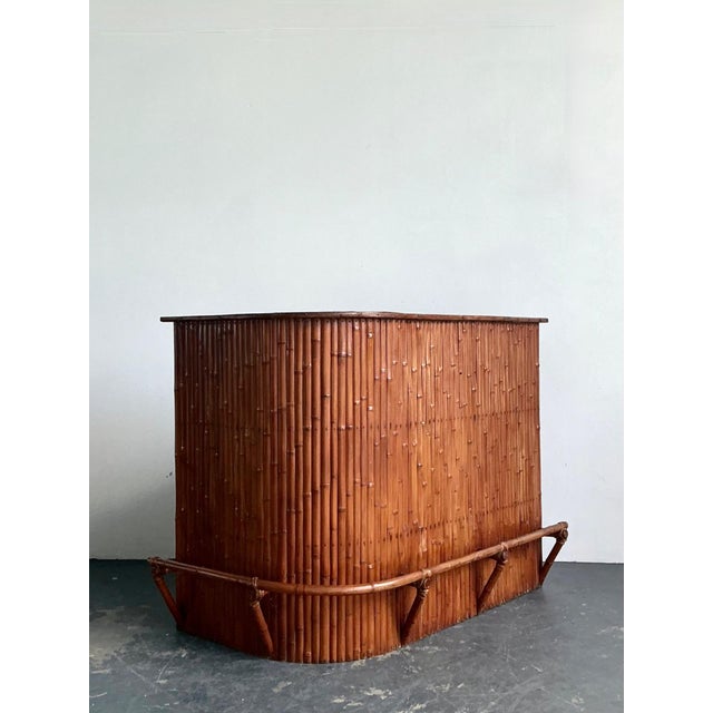 Vintage Curved Bamboo Tiki Bar For Sale - Image 15 of 18