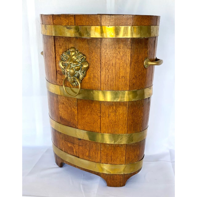 Late 19th Century English Oak Barrel With Brass Bands Umbrella Stand For Sale - Image 4 of 11
