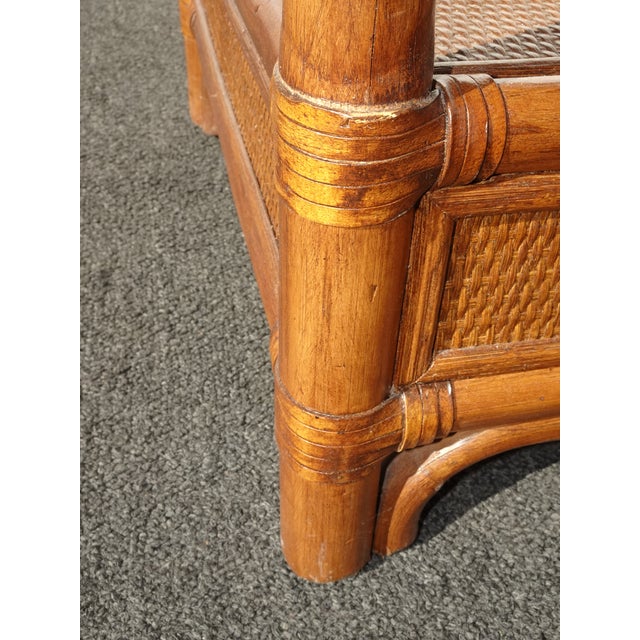 Vintage French Country Bamboo Rattan Side Table End Table W Drawer For Sale - Image 13 of 13