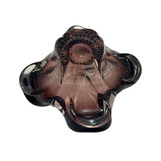 1960s Nasco Murano Amethyst Glass Ashtray With Bullicante For Sale - Image 4 of 9