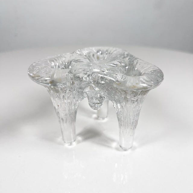 Transparent 1970s Istapo Candle Holder Art Glass Göran Wärff Kosta Boda Sweden For Sale - Image 8 of 8