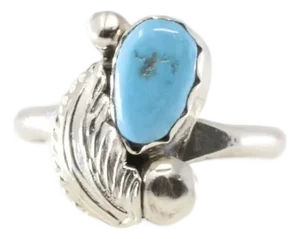 Zuni Sterling Silver Turquoise Ring by Simplicio, Size 7.25