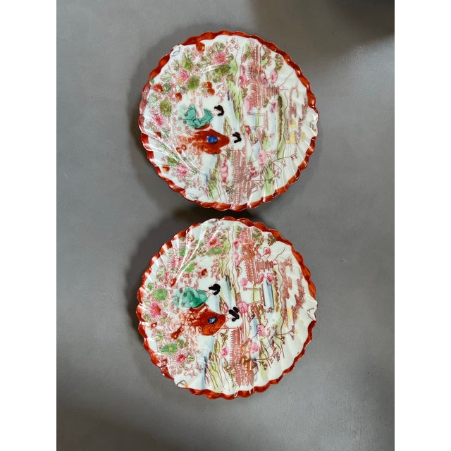 Antique 1920s Japanese Geisha Kutani Hand Painted Plates - 2 For Sale - Image 4 of 7