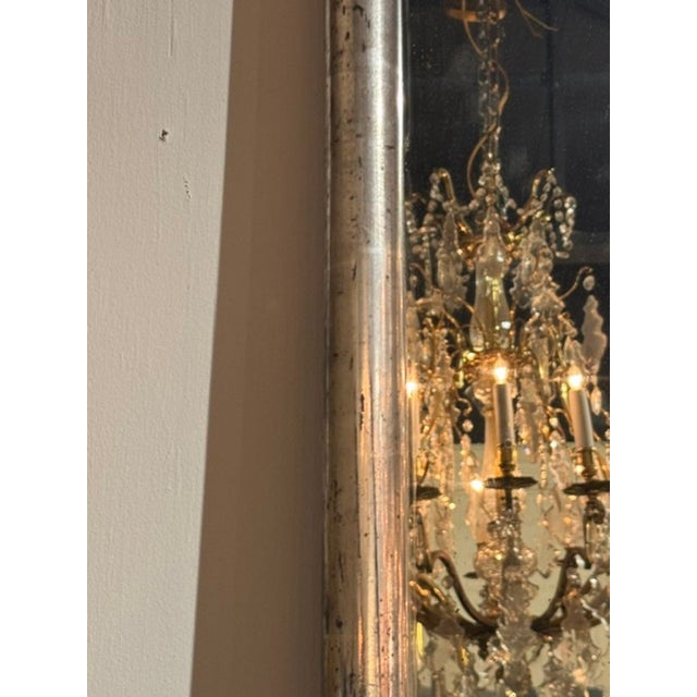 19th C. French Transitional Silver Leaf Mirror For Sale - Image 4 of 8