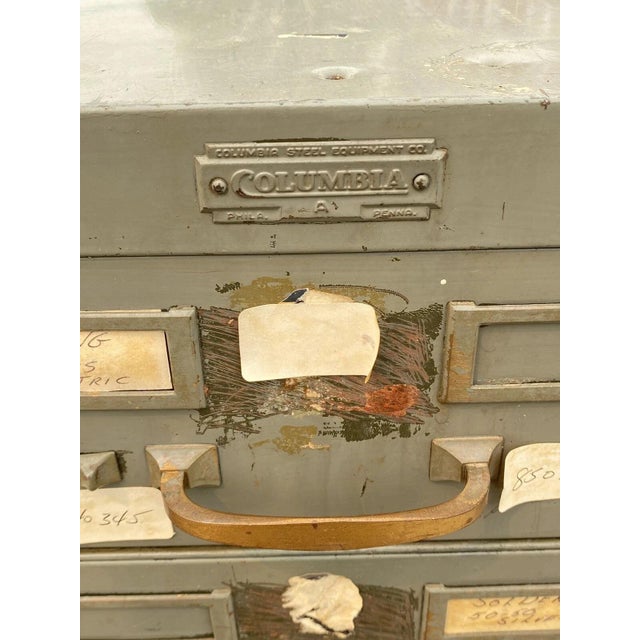 Vintage Columbia Steel Equip Gray Metal 10 Drawer Industrial File Cabinet (B) For Sale In Philadelphia - Image 6 of 13