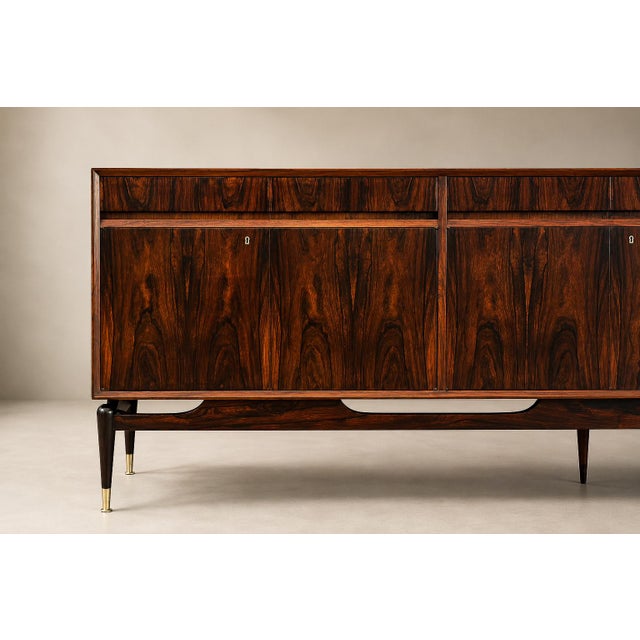 1950s Giuseppe Scapinelli Rosewood Credenza With Brass Sabots, Brazilian Modern, 1950s For Sale - Image 5 of 18
