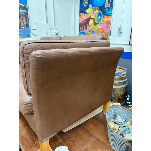Mid-Century Modern Leather Settee Sofa Attributed to Mogens Hansen For Sale - Image 11 of 12
