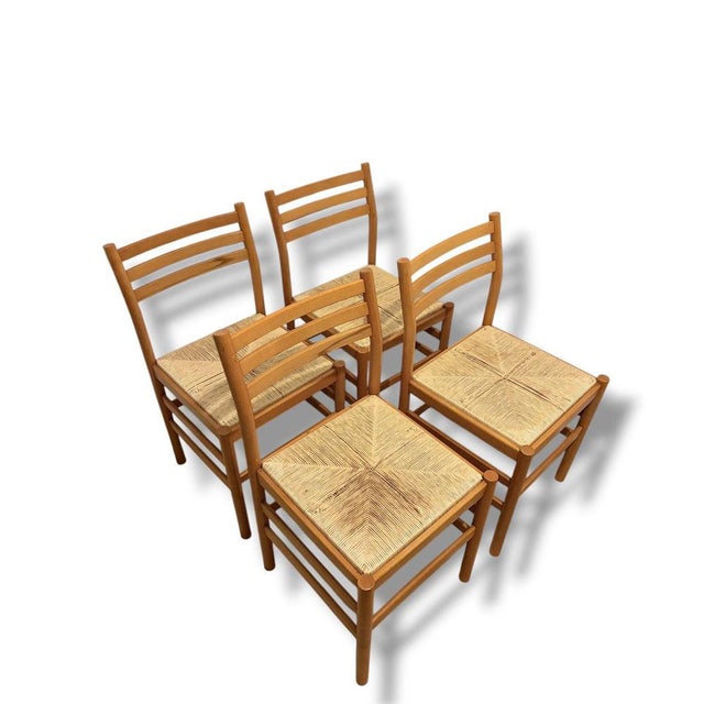 Italian Beech Dining Chairs, 1960s, Set of 4 For Sale - Image 4 of 9