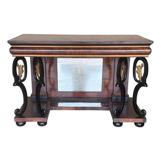 Mid 19th Century Austrian Empire Console Table with back mirror and Swan Pedestals For Sale