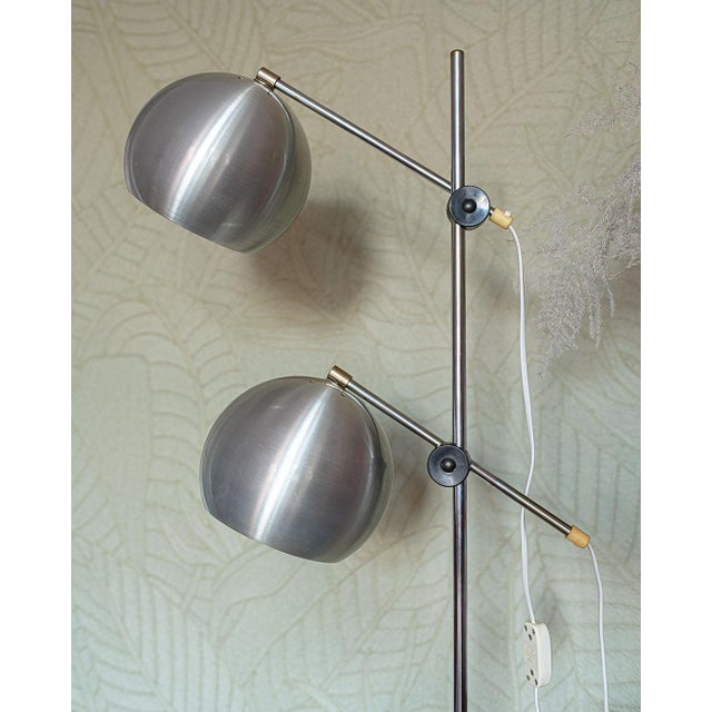 Floor Lamp with Two Shades in Metal, Denmark, 1970s For Sale - Image 4 of 7
