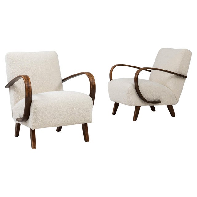 1950s Czech MCM Upholstered Armchairs By J. Halabala - A Pair For Sale - Image 15 of 18