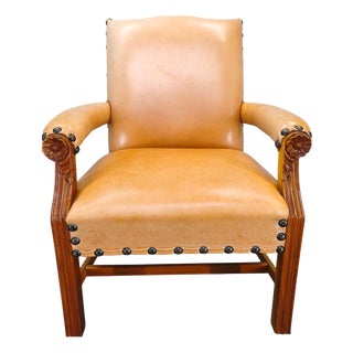 Antique Danish Leather Armchair, 1890s For Sale