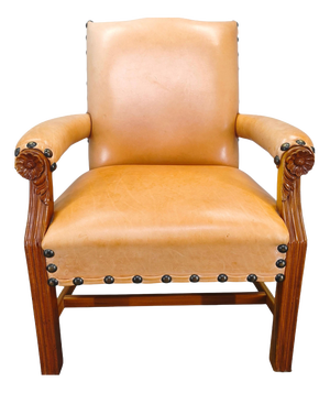 Antique Danish Leather Armchair, 1890s