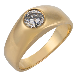 Vintage Diamond 14k Yellow Gold Bezel Engagement Ring, Size 8.5