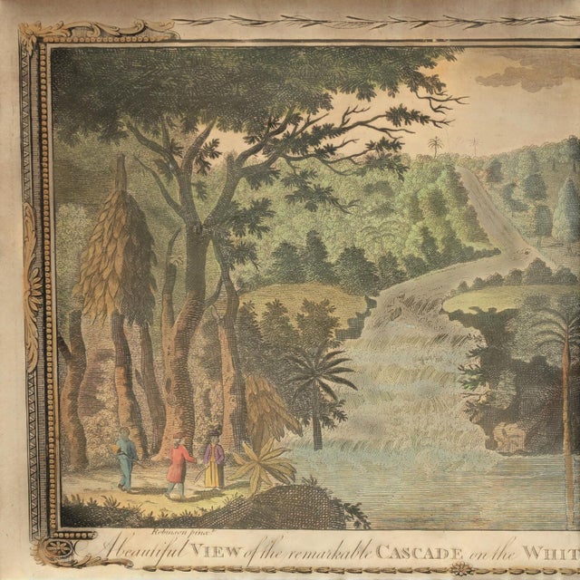 Traditional Antique Hand-Colored Engraving of a Jamaican Waterfall For Sale - Image 3 of 10