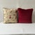 Custom-tailored 18”x18” pillows in beautifully embroidered floral motif in shades of burgundy, blue, yellow and green....