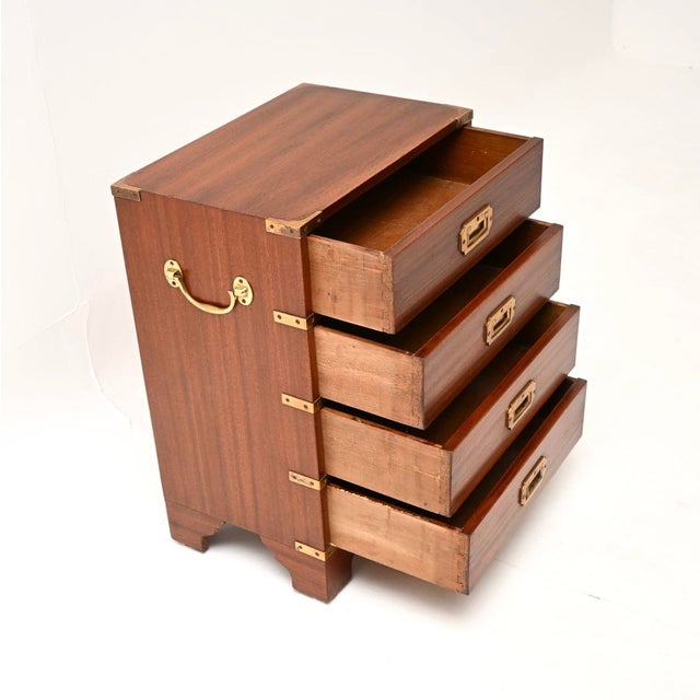 Antique Military Campaign Style Chest of Drawers, 1930 For Sale - Image 3 of 8