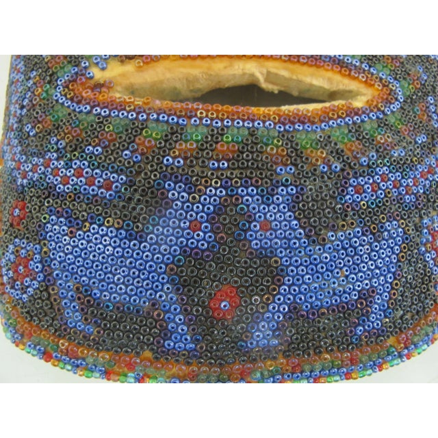 Wood Mexican Huichol Folk Art Carved Wood Colorful Beaded Ceremonial Mask For Sale - Image 7 of 10