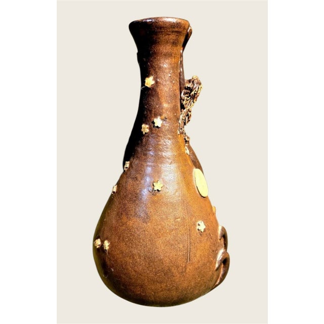 1910s Antique Terra Cotta Vase With Two Mermaids and Moon & Stars For Sale - Image 5 of 11