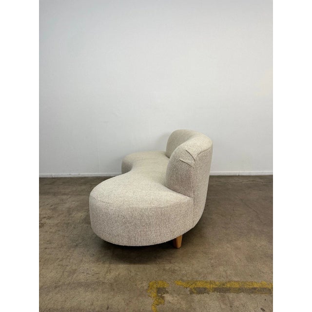 Cream Made to Order Kidney Loveseat Sofa For Sale - Image 8 of 11