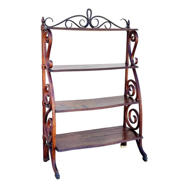 Mid 19th Century Vienna Secession Scrolling Oak Waterfall Étagère by Gebrüder Thonet, Attributed For Sale