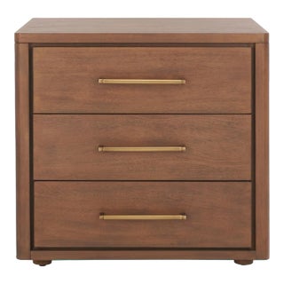 Rosey 3 Drawer Wood Nightstand - Brown For Sale