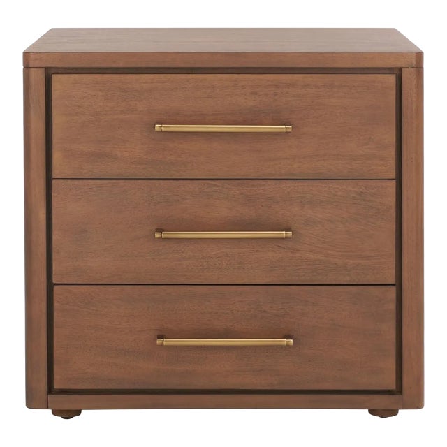 Rosey 3 Drawer Wood Nightstand - Brown For Sale