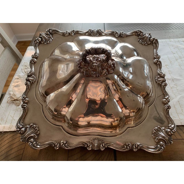 Very Elegant large vintage W & S Blackinton heavily chased scroll and drape accent silver plate serving dish with engraved...