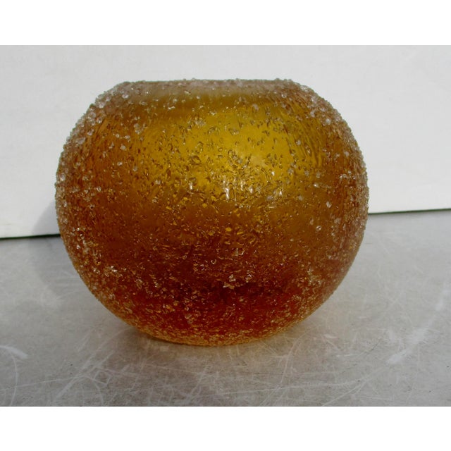 1990s Amber Glass Globe Studio Vase For Sale - Image 5 of 8