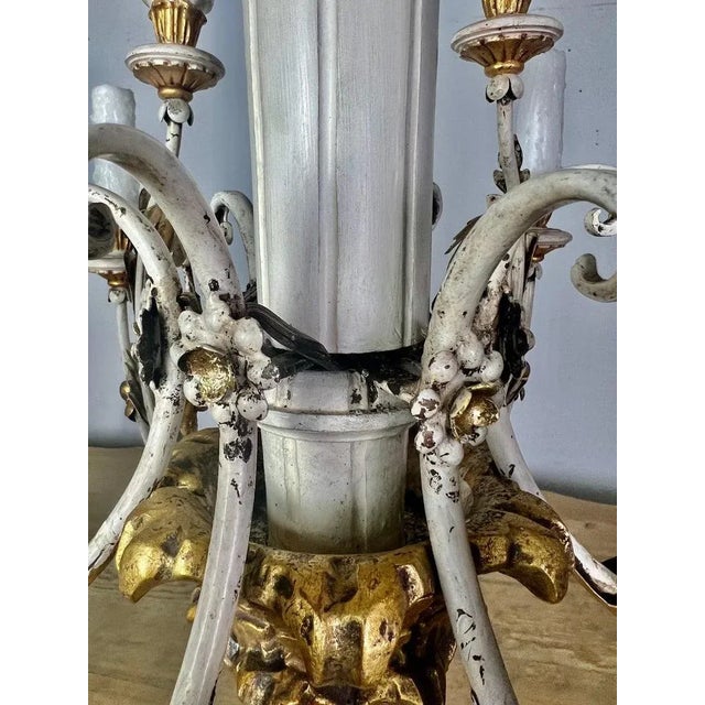 Italian Painted & Parcel Gilt Cherub Chandelier, Circa 1930s For Sale - Image 9 of 12